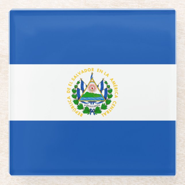 Flagge El Salvadors Glasuntersetzer (Vorderseite)
