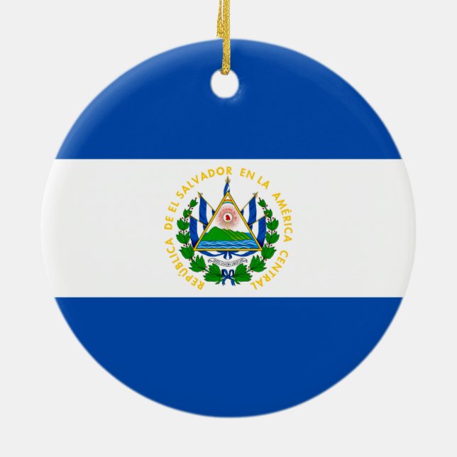 Flagge El Salvadors Keramik Ornament (Hinten)