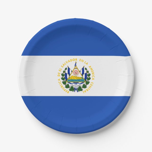Flagge El Salvadors Pappteller (Vorderseite)