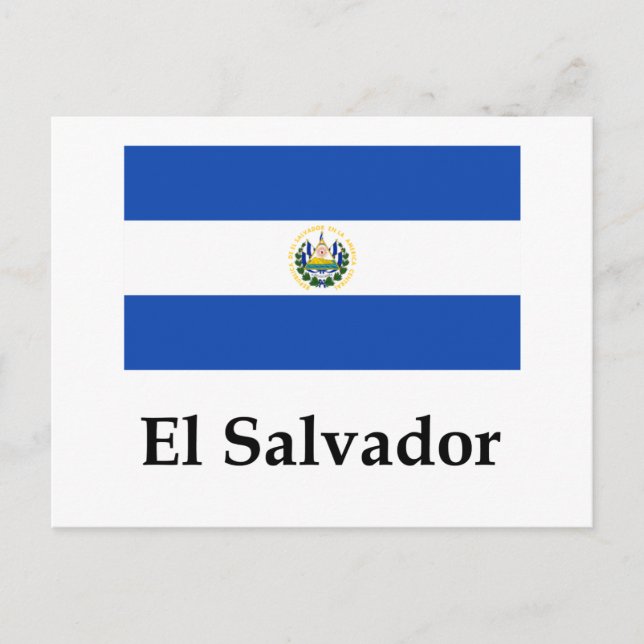 Flagge El Salvadors und Name Postkarte (Vorderseite)