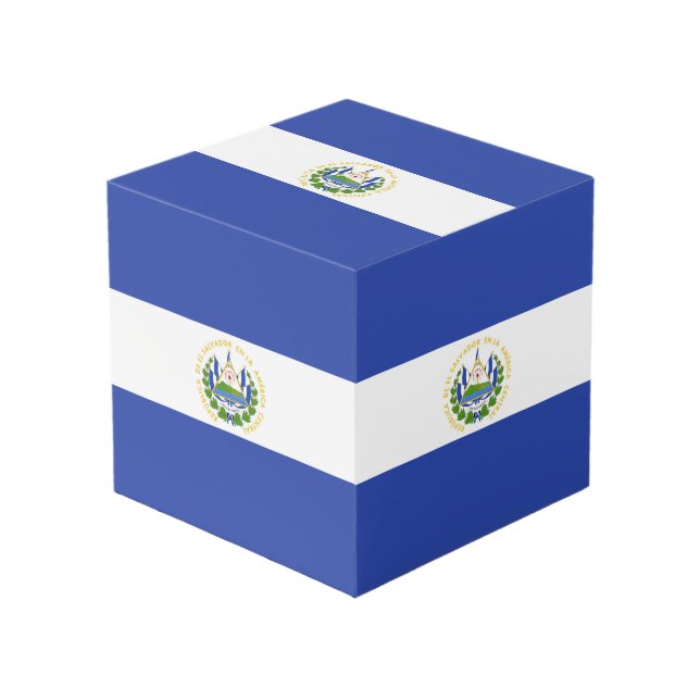 Flagge El Salvadors Würfel (Vorderseite Schrägansicht)