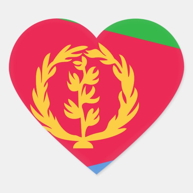 Flagge Eritrea Herz-Aufkleber (Vorderseite)
