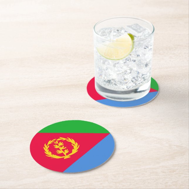 Flagge Eritrea Runder Pappuntersetzer (Vor Ort)