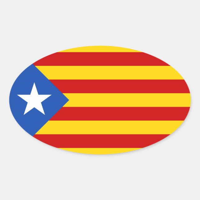 Flagge Estelada Katalonien Ovaler Aufkleber (Vorderseite)