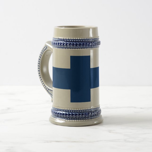 Flagge Finnlands Bierglas (Vorderseite Links)