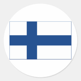 Flagge Finnlands Blaues Nordisches Kreuz auf weiße Runder Aufkleber