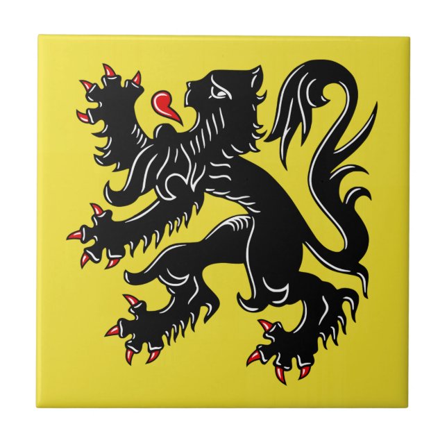 Flagge Flanderns (Belgien) Fliese (Vorderseite)