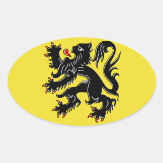 Flagge Flanderns (Belgien) Ovaler Aufkleber