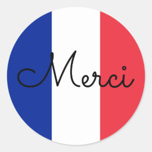 Flagge Frankreich Farben Merci Runder Aufkleber