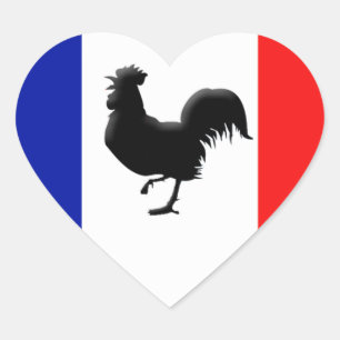 Flagge Frankreichs love coq Herz-Aufkleber