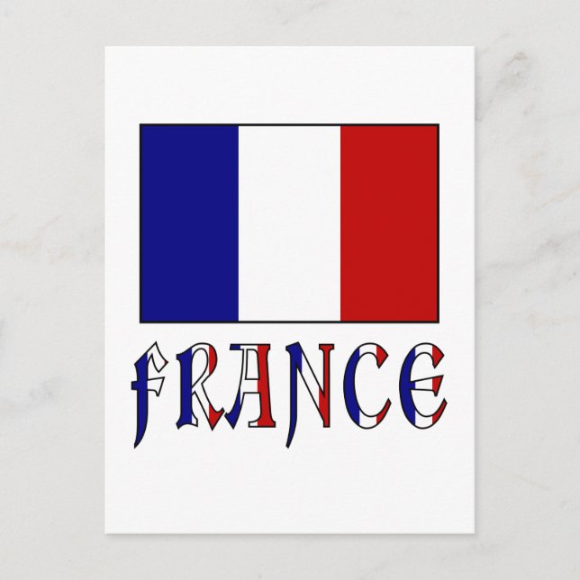 Flagge Frankreichs mit farbigem Namen Postkarte (Vorderseite)