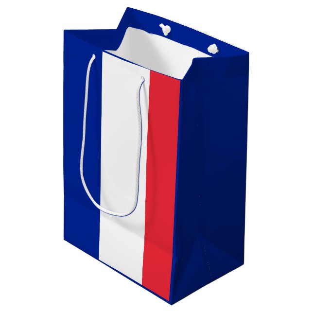 Flagge Frankreichs Mittlere Geschenktüte (Vorderseite Schrägansicht)