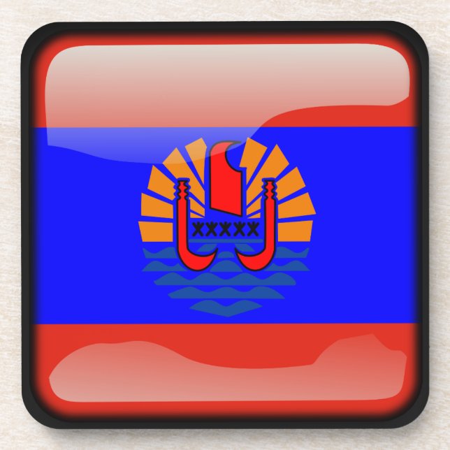 Flagge Französisch-Polynesiens Getränkeuntersetzer (Vorderseite)