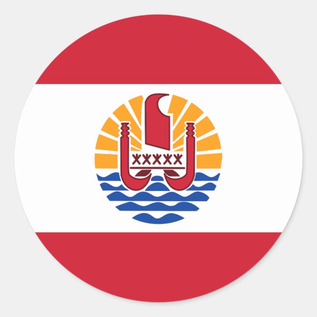 Flagge Französisch-Polynesiens Runder Aufkleber (Vorderseite)