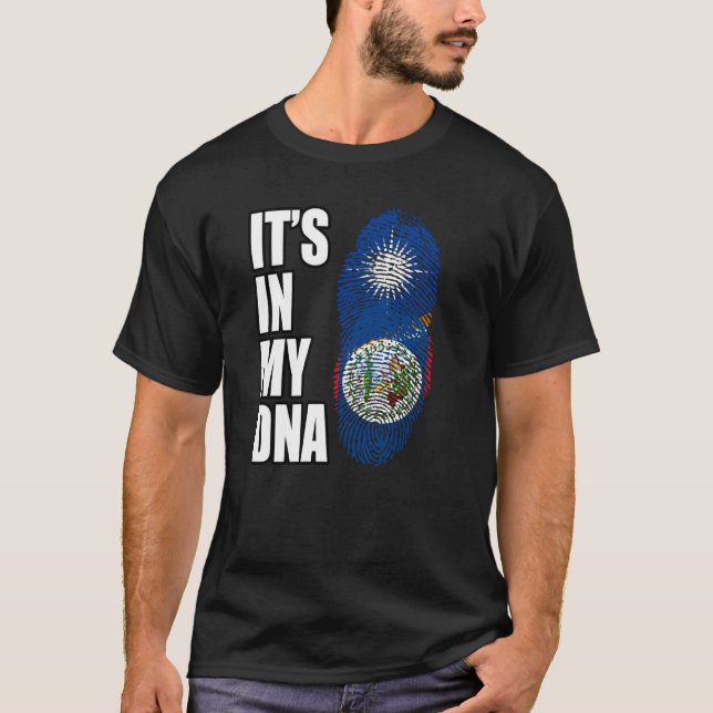 Flagge für das belizische und marschallesische DNA T-Shirt (Vorderseite)