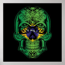 Flagge für den brasilianischen Schädel und Rose