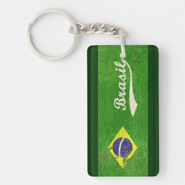 Flagge für grünes Brasilien Schlüsselanhänger (Vorderseite)