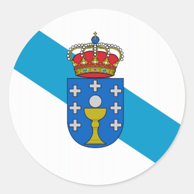 Flagge Galiciens (Spanien) Runder Aufkleber (Vorderseite)