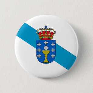 Flagge Galiziens (Spanien) Button