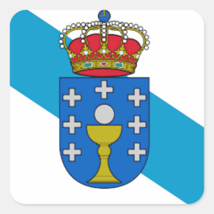 Flagge Galiziens (Spanien) Quadratischer Aufkleber