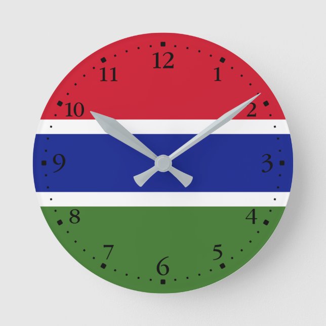 Flagge Gambias Runde Wanduhr (Vorderseite)