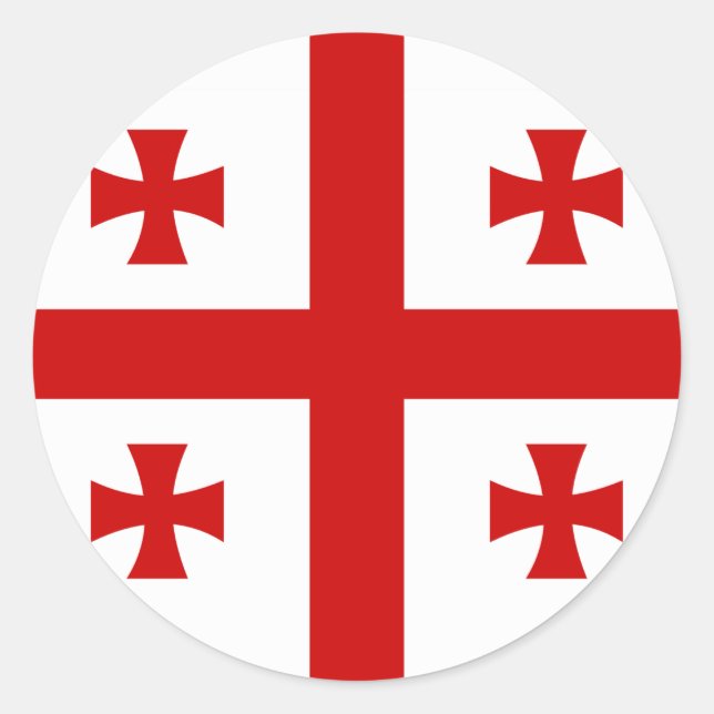 Flagge Georgiens Runder Aufkleber (Vorderseite)