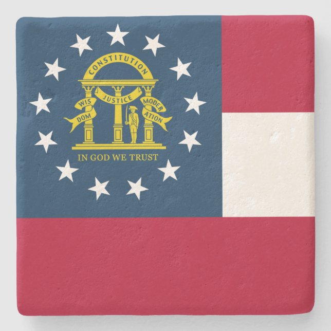 Flagge Georgiens (US-Staat) Steinuntersetzer (Vorderseite)