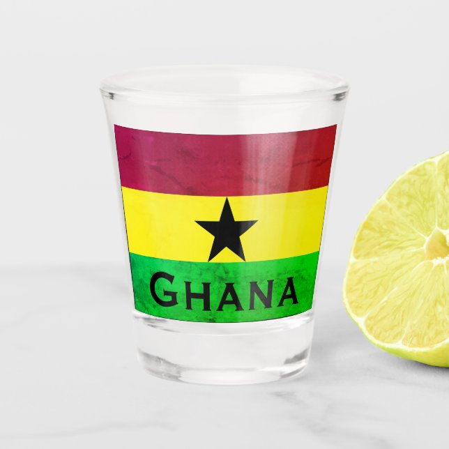 Flagge Ghanas (Westafrika) Schnapsglas (Vorderseite)