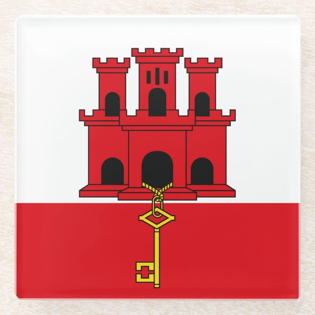 Flagge Gibraltars Glasuntersetzer (Vorderseite)