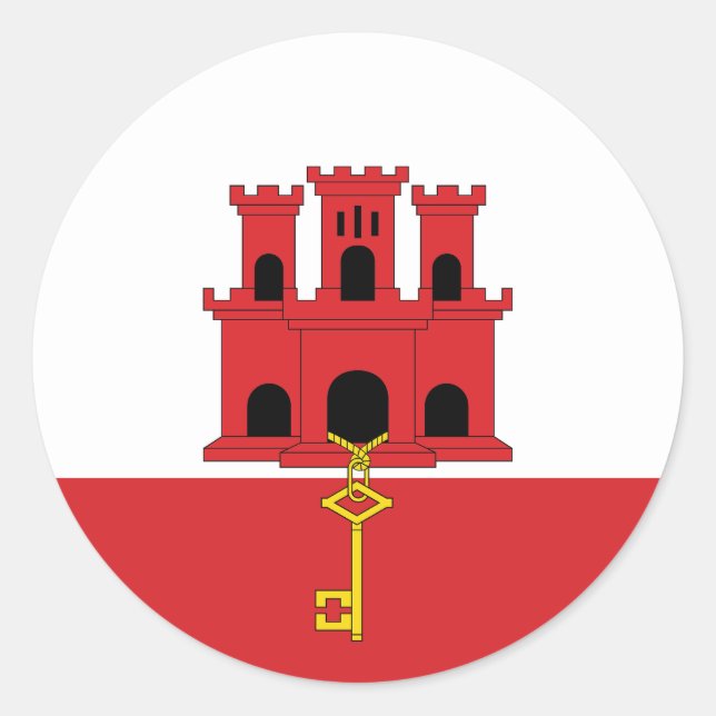Flagge Gibraltars Runder Aufkleber (Vorderseite)