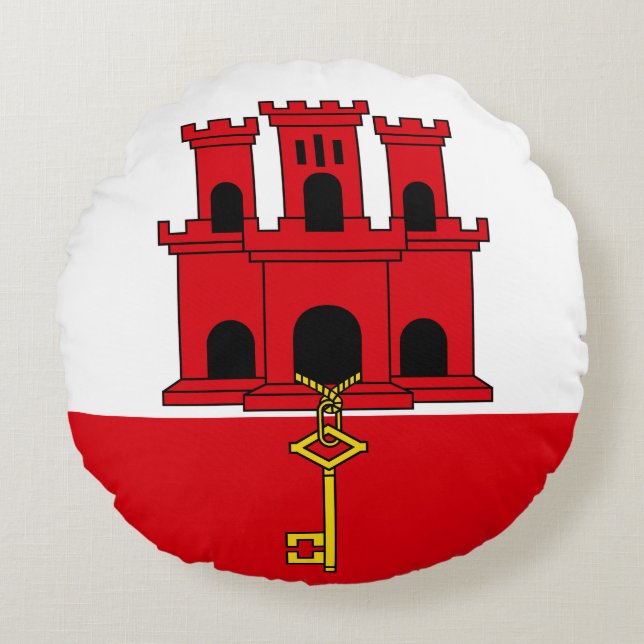 Flagge Gibraltars Rundes Kissen (Vorderseite)