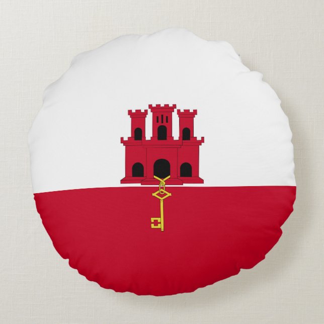Flagge Gibraltars Rundes Kissen (Rückseite)
