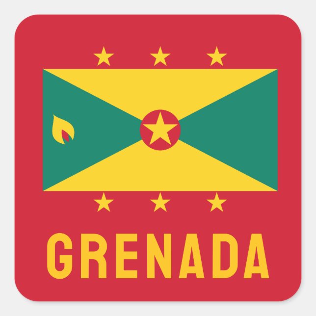 Flagge Grenadas Quadratischer Aufkleber (Vorderseite)
