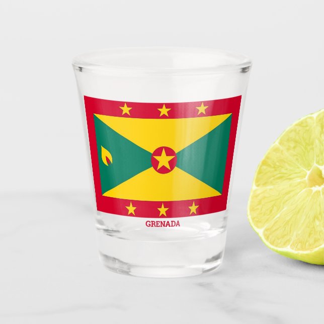 Flagge Grenadas Schnapsglas (Vorderseite)