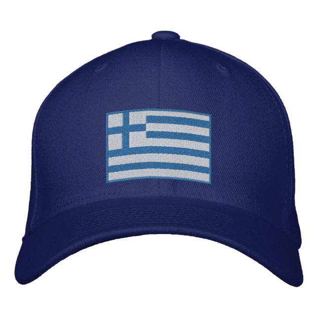 Flagge Griechenlands Anpassbar Bestickte Baseballkappe (Vorderseite)