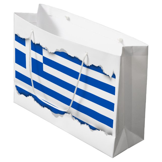 Flagge Griechenlands Große Geschenktüte (Vorderseite Schrägansicht)