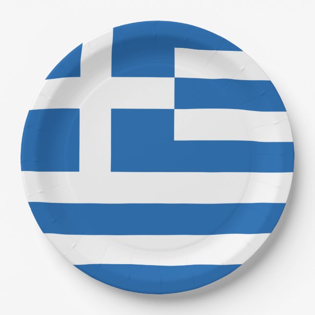 Flagge Griechenlands Pappteller (Vorderseite)