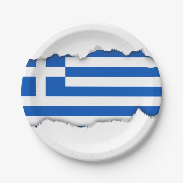 Flagge Griechenlands Pappteller (Vorderseite)