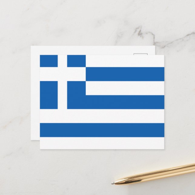 Flagge Griechenlands Postkarte (Vorderseite/Rückseite Beispiel)