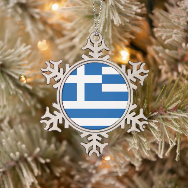 Flagge Griechenlands Schneeflocken Zinn-Ornament (Baum)