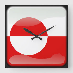 Flagge Grönlands Quadratische Wanduhr