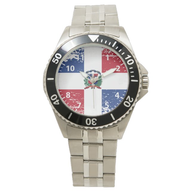 Flagge Grunge Dominikanische Republik Armbanduhr (Vorderseite)