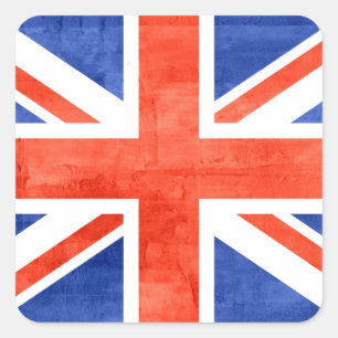 Flagge Grunge Vereinigtes Königreich Quadratischer Aufkleber