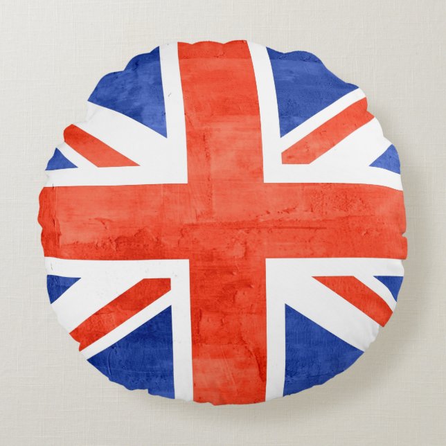 Flagge Grunge Vereinigtes Königreich Rundes Kissen (Vorderseite)