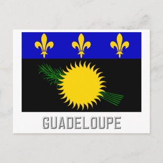 Flagge Guadeloupe mit Namen Postkarte