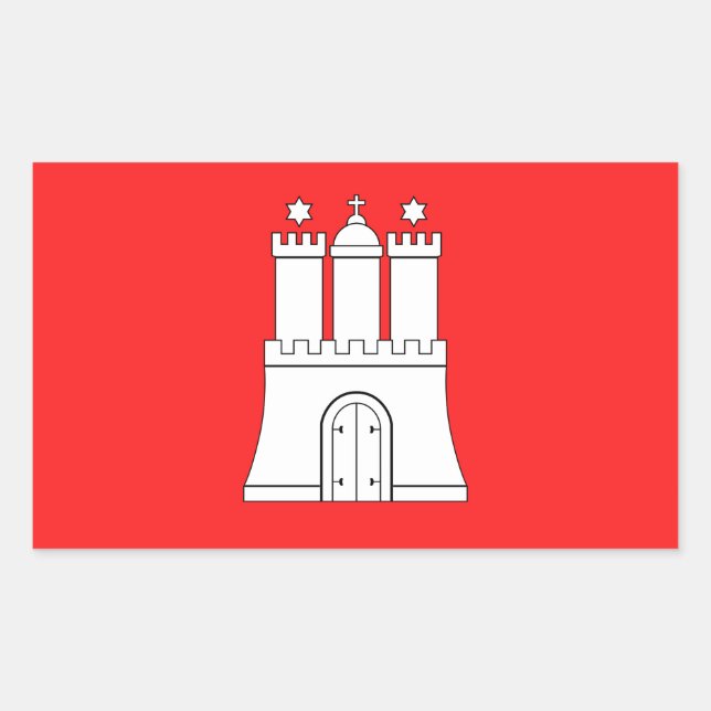 Flagge Hamburg Rechteckheber Rechteckiger Aufkleber (Vorderseite)