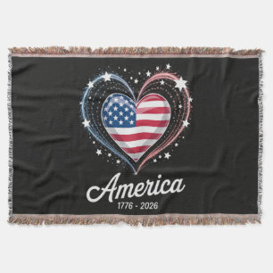 Flagge Herz 1776 2026 4. Juli 250. Geburtstag Decke
