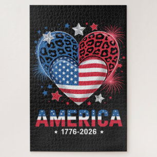 Flagge Herz Leopard 1776 2026 4. Juli