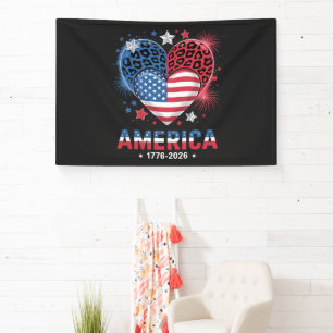 Flagge Herz Leopard 1776 2026 4. Juli Banner