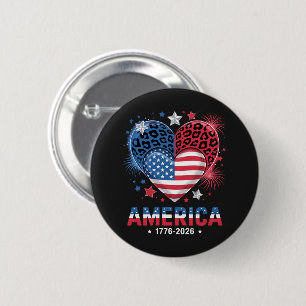 Flagge Herz Leopard 1776 2026 4. Juli Button